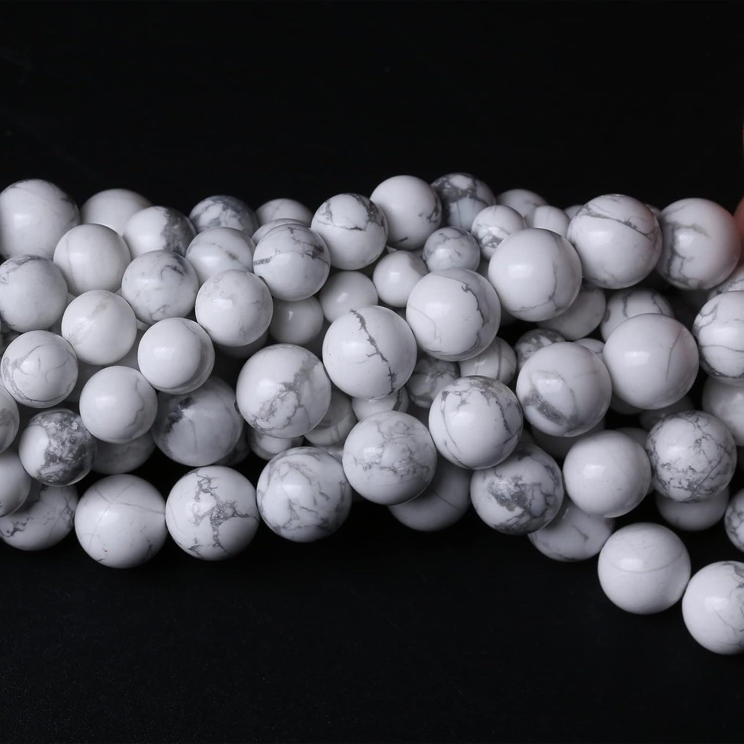 32pcs 12mm AAA Natural Stone Beads White Howlite Turquoises Round Loose Beads for Jewelry Making DIY Bracelet (White Howlite Turquoises, 12mm)