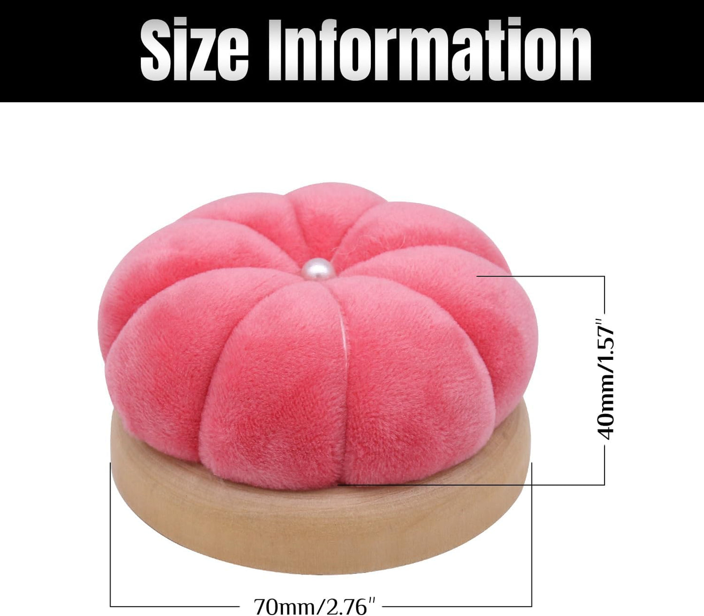 Uxney Pin Cushion,Wooden Sewing Pin Cushion Pincushion Needle Cushion for Sewing Quilting Needlework DIY Crafts(Watermelon Red,2 PCS)