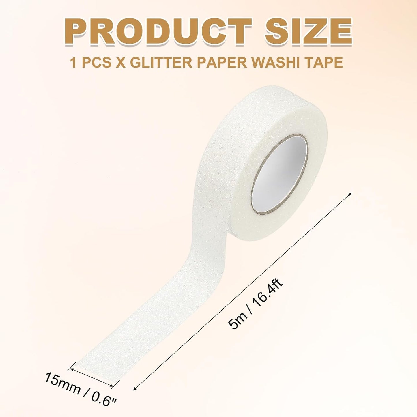 PATIKIL 1 Roll Glitter Paper Washi Tape, Washi Decorative Tape for Crafts, White