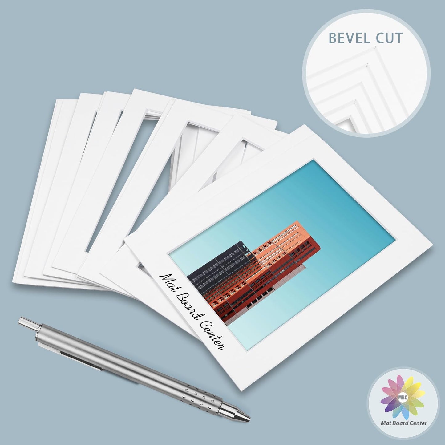MBC Mat Board Center, 10 Pack 11x14 for 5x7 White Picture Mats Frame Mattes, Bevel Cut, Acid Free, 4-ply Thickness