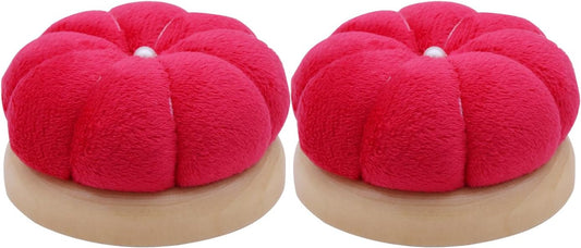 Uxney Pin Cushion,Wooden Sewing Pin Cushion Pincushion Needle Cushion for Sewing Quilting Needlework DIY Crafts(Red,2 PCS)