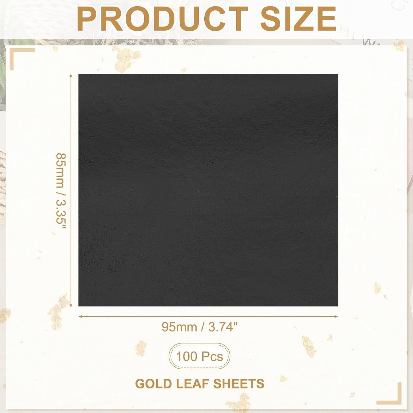 PATIKIL Gold Leaf Sheets for Art 3.7" x 3.4", 100 Pcs Gold Foil Sheet Metallic Leaf Papers for DIY Crafts Resin Furniture Nails Paintings Home Decoration, Black
