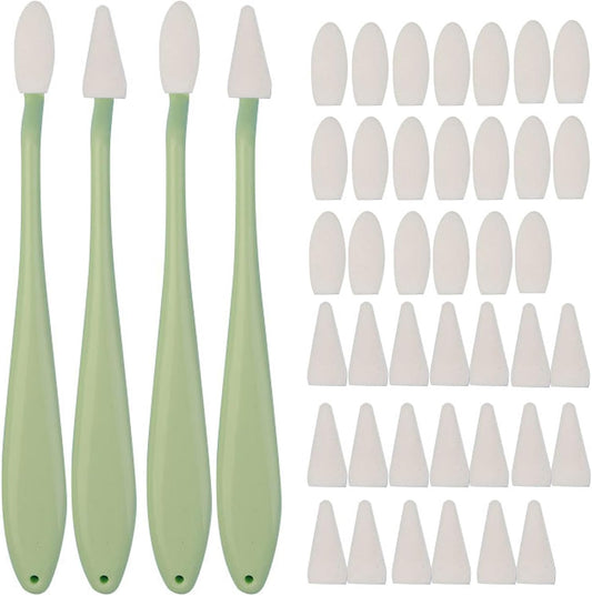 44 Pcs Blending Stumps & Sponge Wipers Set for Artists - 4 Handles + 40 Replaceable Sponge Tips - Charcoal, Graphite, Pastel Blenders for Sketching, Shading & Correcting Drawings (Green)