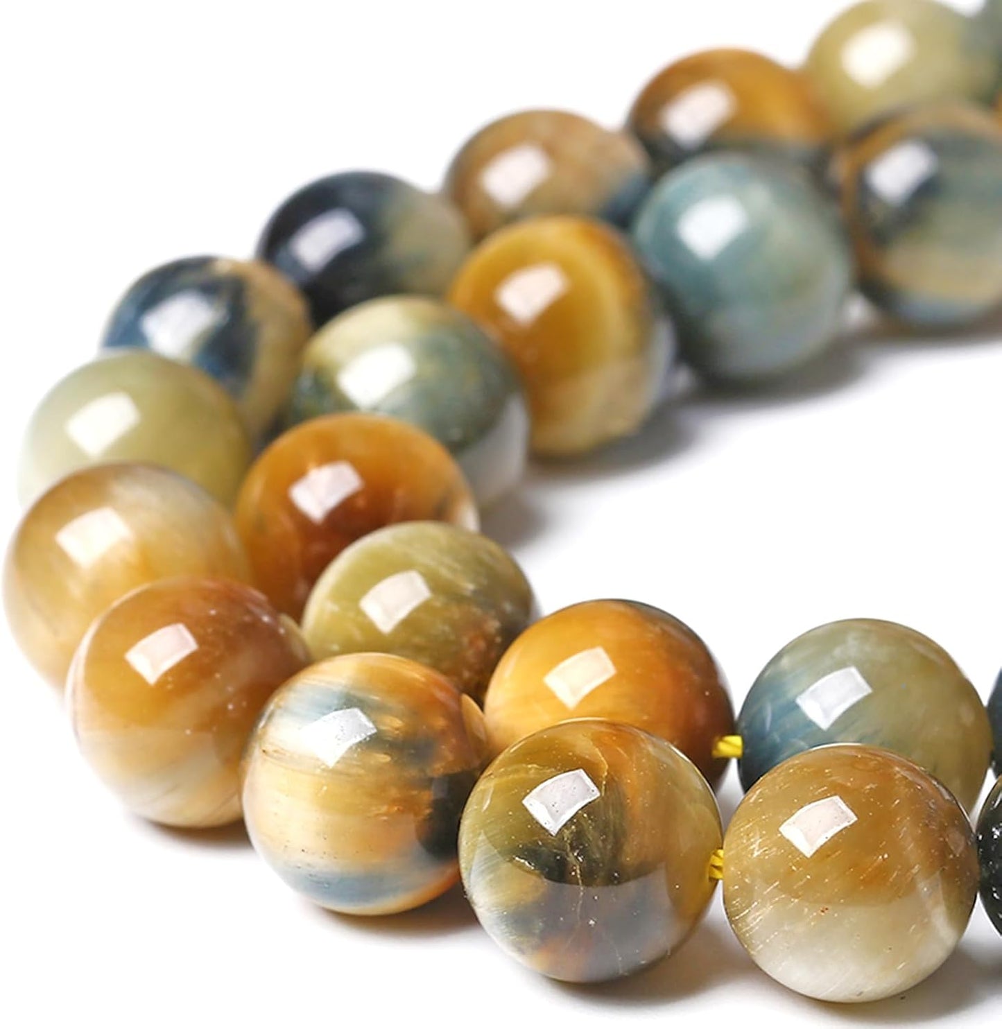 4MM Dream Blue Tiger Eye Stone Beads Natural Gemstone Round Loose Beads for Jewelry Making Bracelet Necklace 180pcs 2 Strands 32"