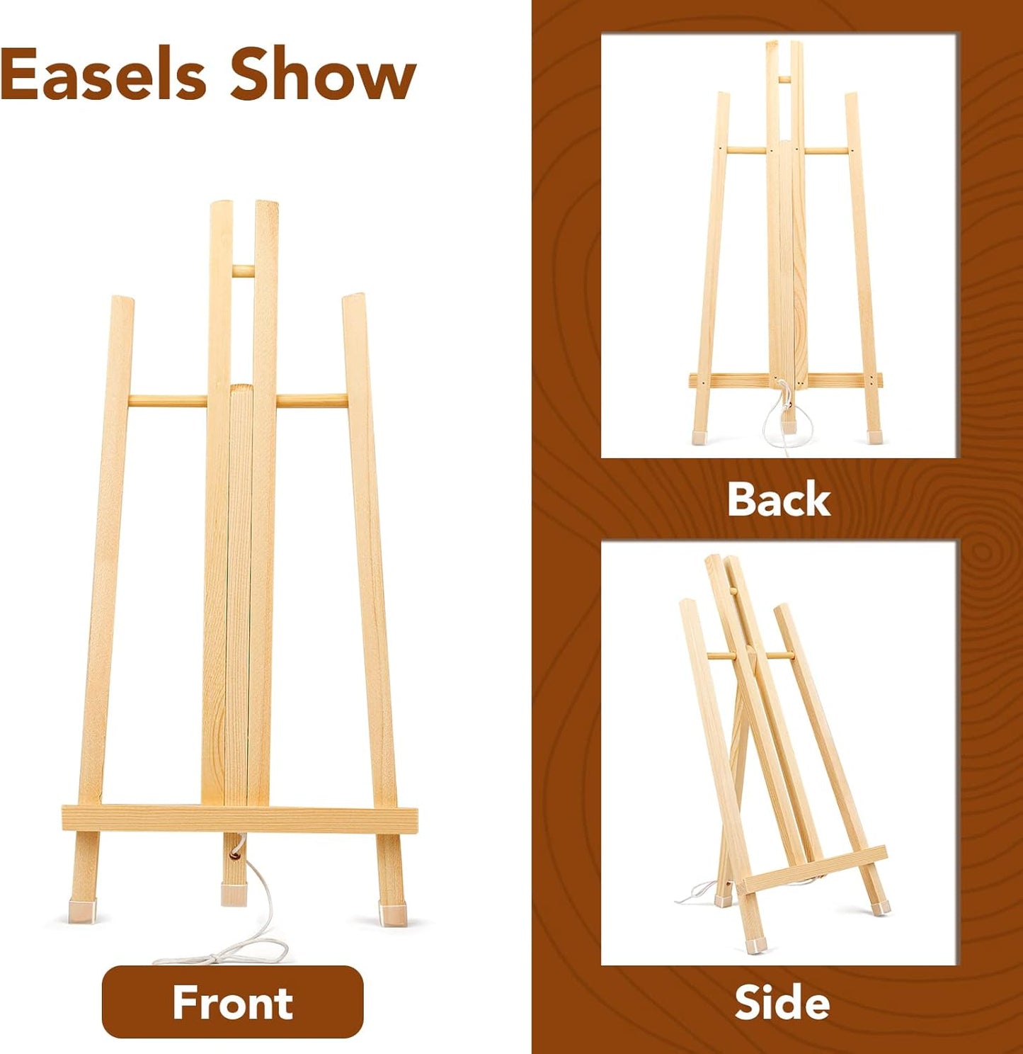 3 Pack 15 Inch Wood Easels, Easel Stand for Painting Canvases, Art, and Crafts, Tripod, Painting Party Easel, Kids Student Tabletop Easels for Painting, Portable Canvas Photo Picture Sign Holder
