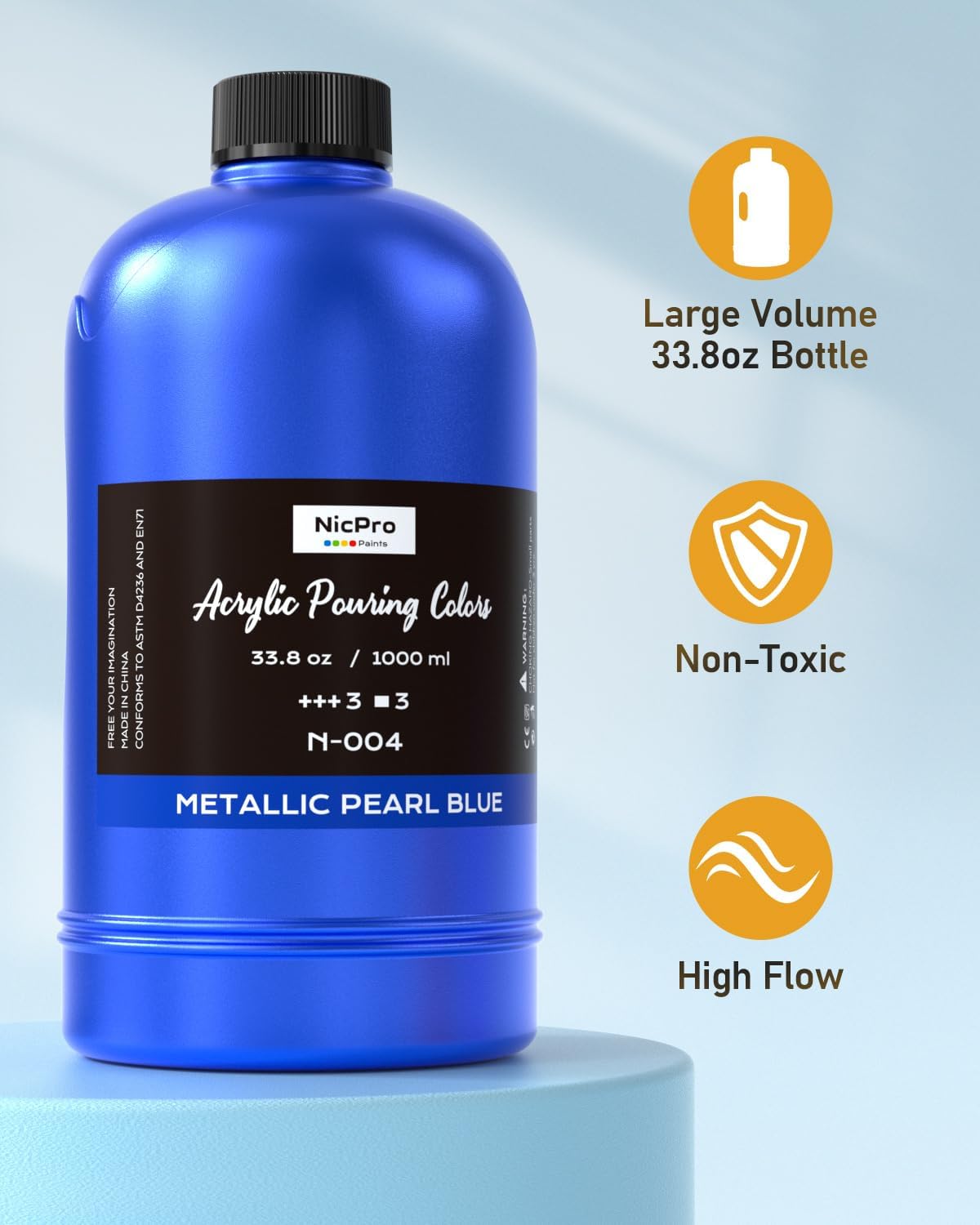 Nicpro 8 Colors 33.8 oz Large Bulk Metallic Acrylic Pouring Paint Supplies Kit, Premixed High Flow Art Pour Paint with Silicone Pour Oil, Gloves, Tablecloths for Beginner DIY, Ready to Pour