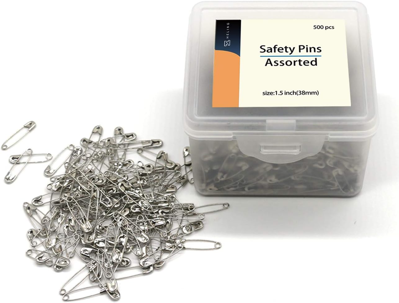 vrupin 1.5Inch/38mm Safety Pins Bulk (38mm-500pcs)