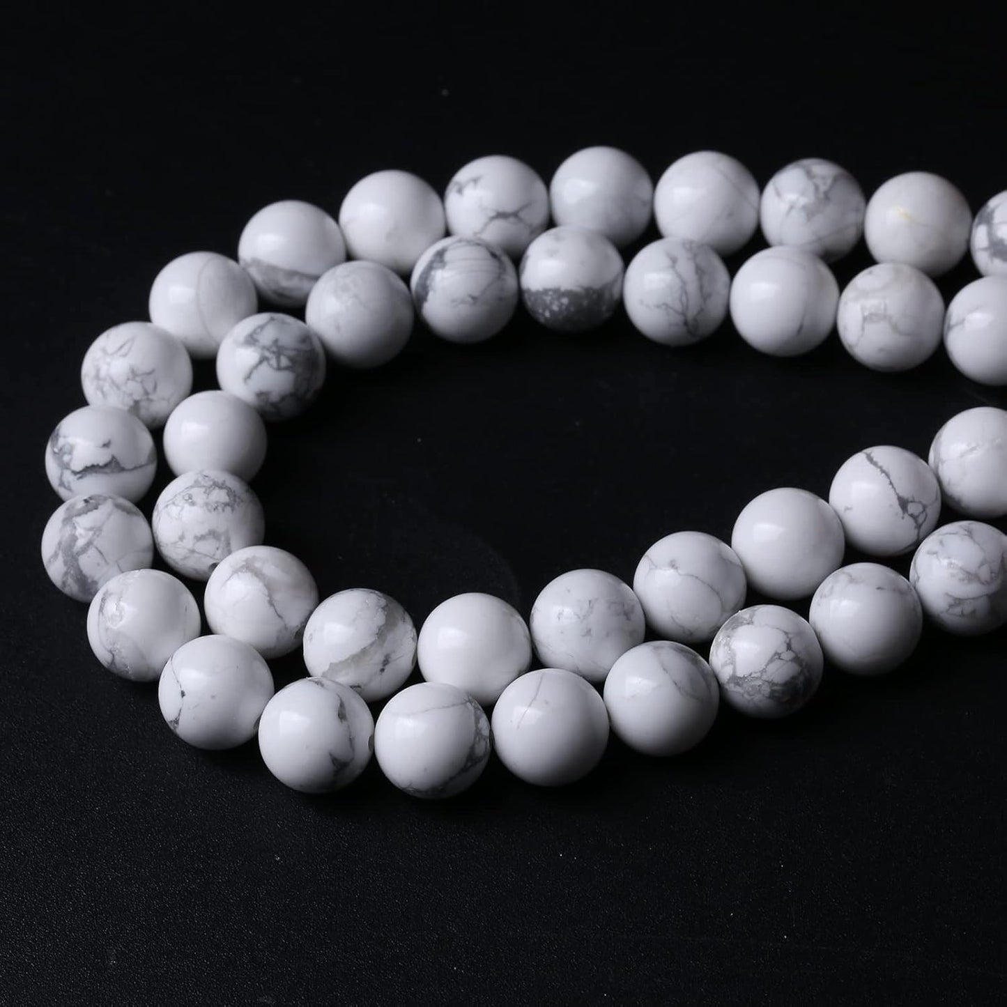 45pcs 8mm AAA Natural Stone Beads White Howlite Turquoises Round Loose Beads for Jewelry Making DIY Bracelet (White Howlite Turquoises, 8mm)