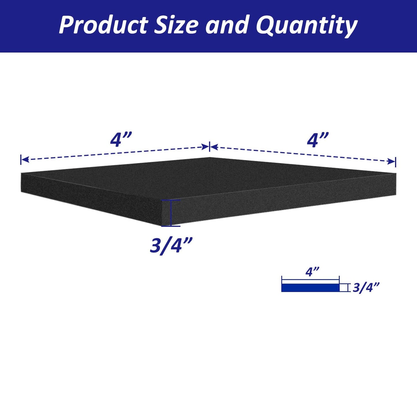 Foam Padding Sheets with Adhesive Backing - 3/4" Thick Self Stick Neoprene Insulation Foam,4PCS 3/4 Inch Thick X 4 Inch Long X 4 Inch Wide