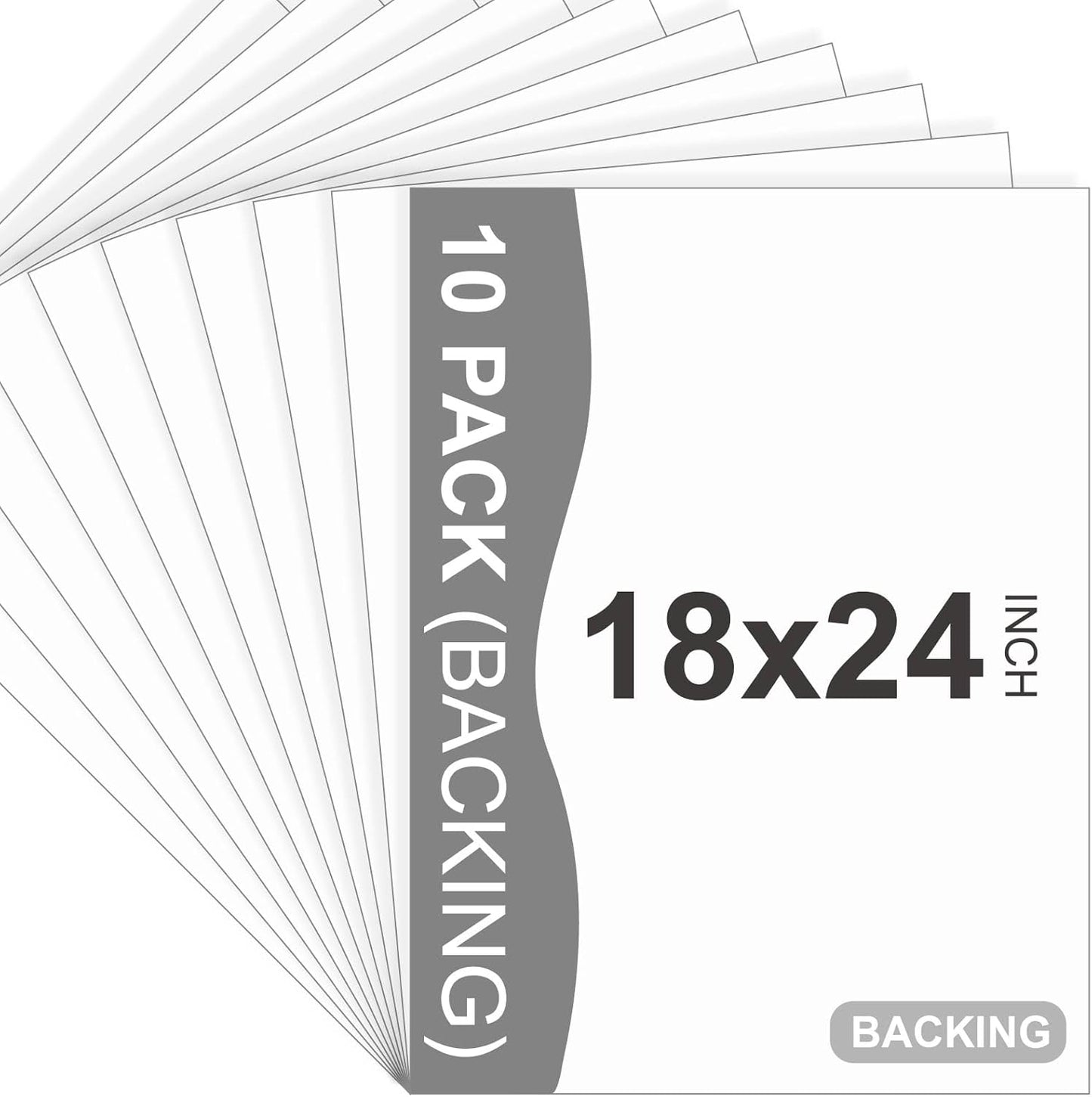 10 Pack Backing Boards, 18x24 Uncut White Mats Matboards, Acid-Free Backerboards for Art Prints, Ideal for Photos, Pictures, Prints, and Frames