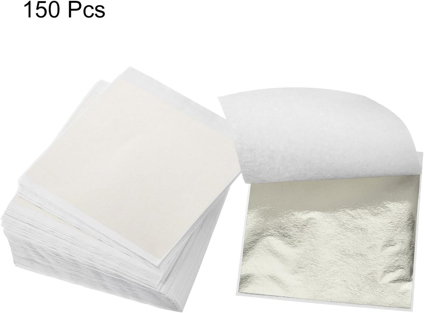 MECCANIXITY Gold Leaf Foil Sheet, Classic Silver Leaf Papers, 3.3 Inch x 3.1 Inch for Art Decoration, Sculptures, Painting, Pack of 150 Pcs