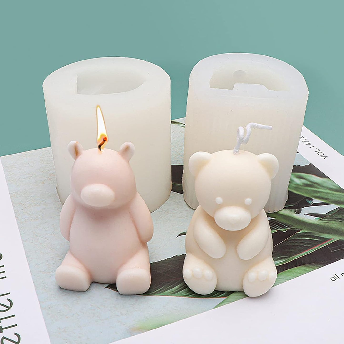 Cute Polar Bear Scented Candle Mold 2 Pack - Silicone Molds for Candle and Soap Making, Home Decoration, Resin Crafts - Cartoon Bear Shape