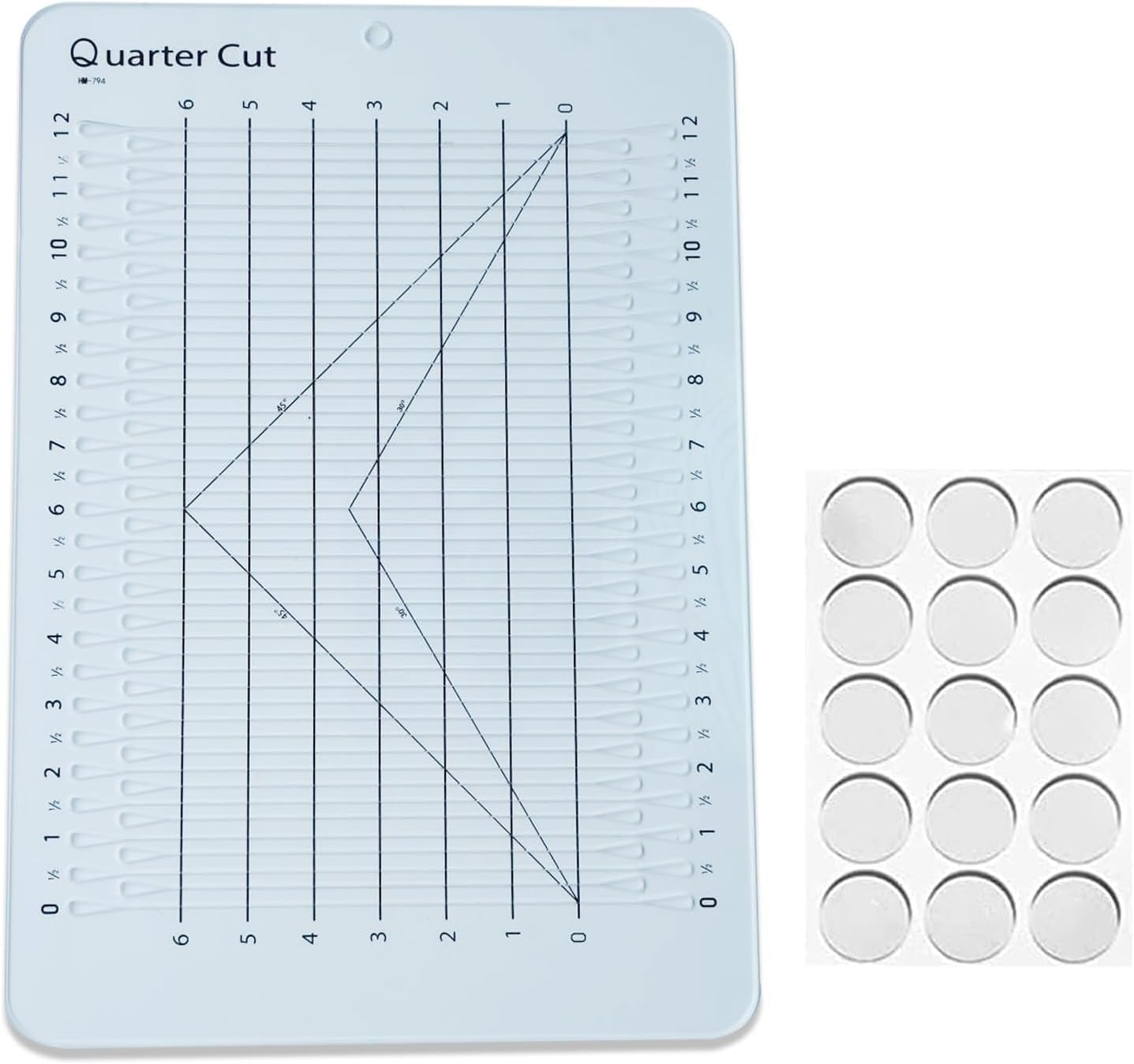 YICBOR Quarter Cut Slotted Ruler Template for Quilting and Sewing Quilt Strip Rulers for Fabric Precise Cutting with 1Pack Nonslip Self Adhesive Silicone Grips