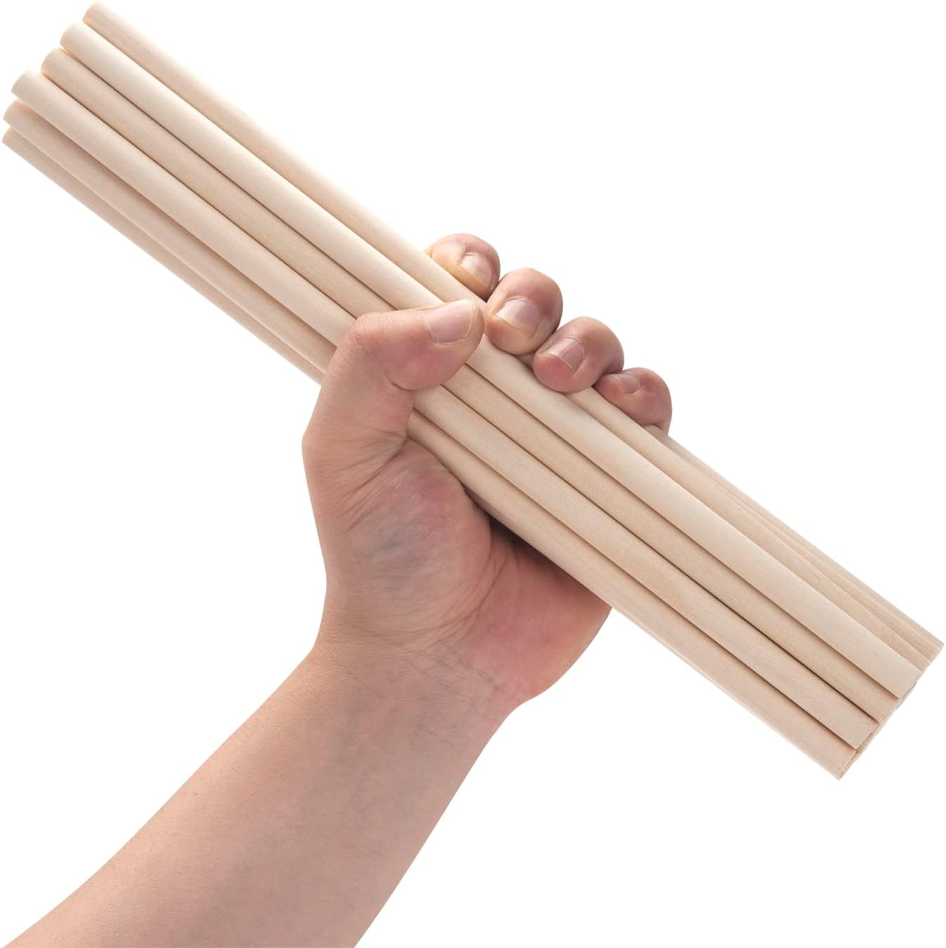 Wooden Dowels Wooden Sticks for Crafts, 1/4 x 12 Round Wood Dowel Rods, 20PCS Wood Sticks for Crafts, Lollipops and Tiered Cakes, Small Unfinished Hardwood Sticks for Crafting, Photo Booth Props