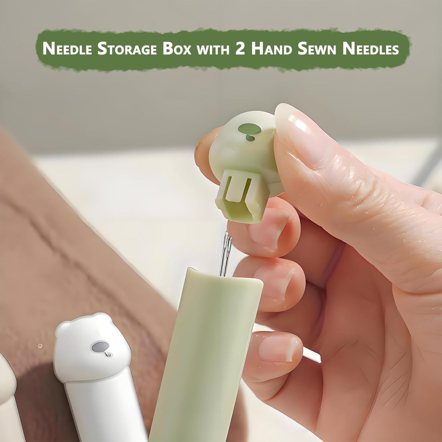 3-in-1 Automatic Needle Threader with 2 Hand Sewn Needles,Needle Threaders for Hand Sewing/Denim/Silk/Embroidery,Professional Tool for Quilting & Clothing Repair (Green)