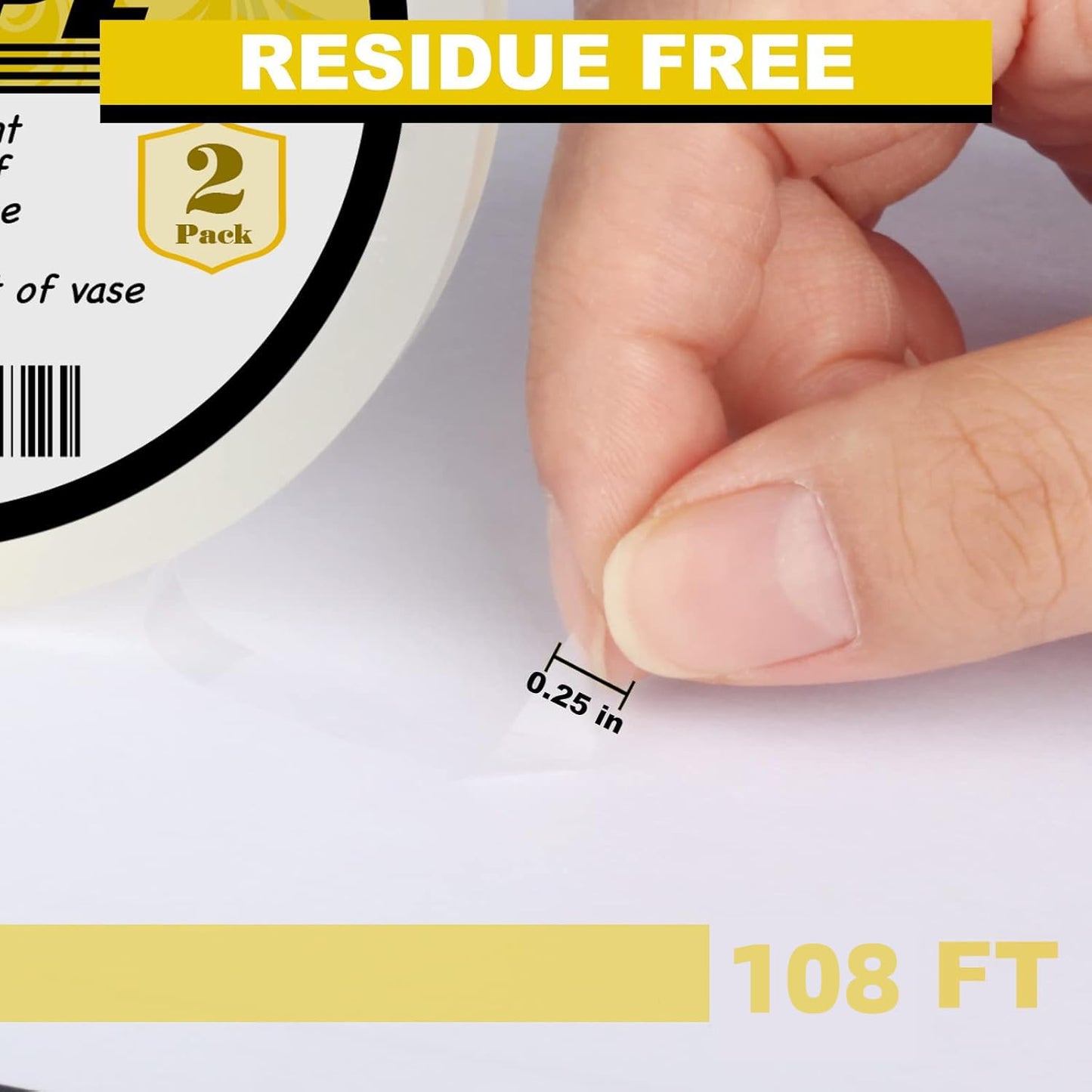 2Packs Clear Floral Tape - 1/4" Wide Floral Vase Tape, Clear Waterproof Floral Tape for Fresh Flower Bouquets and Flower Arrangements Crafts (0.25inch*2Packs)