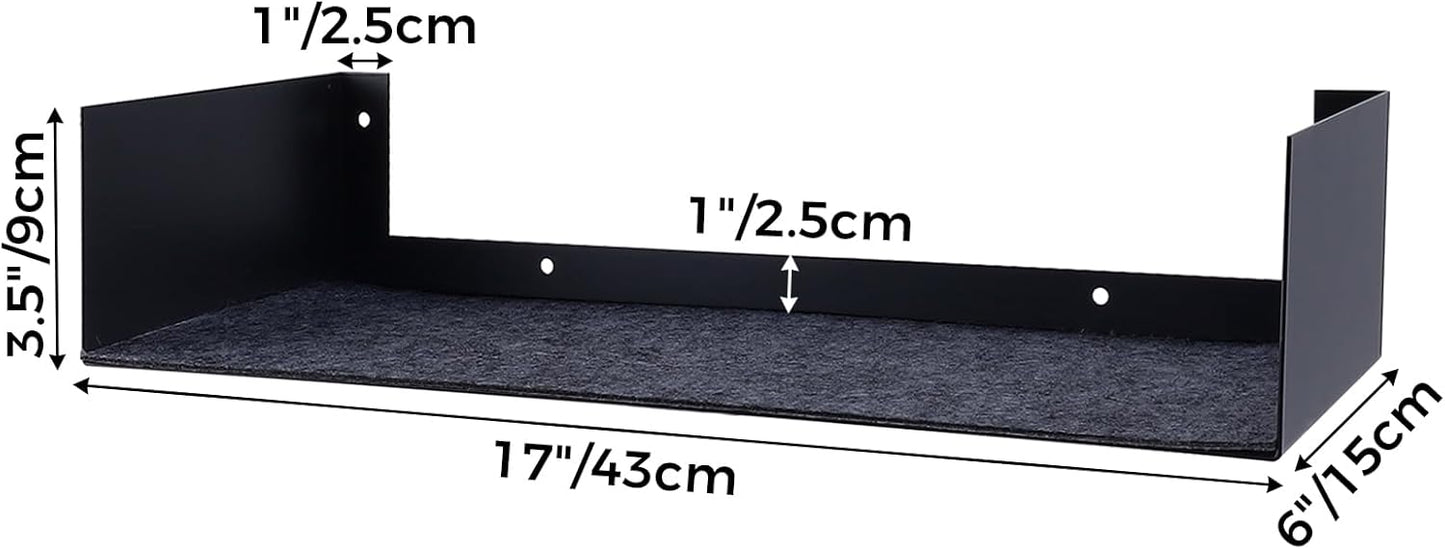U Shape Floating Shelves Wall Mount Metal Bookshelf CD DVD Storage Display Shelves, Black Set of 6