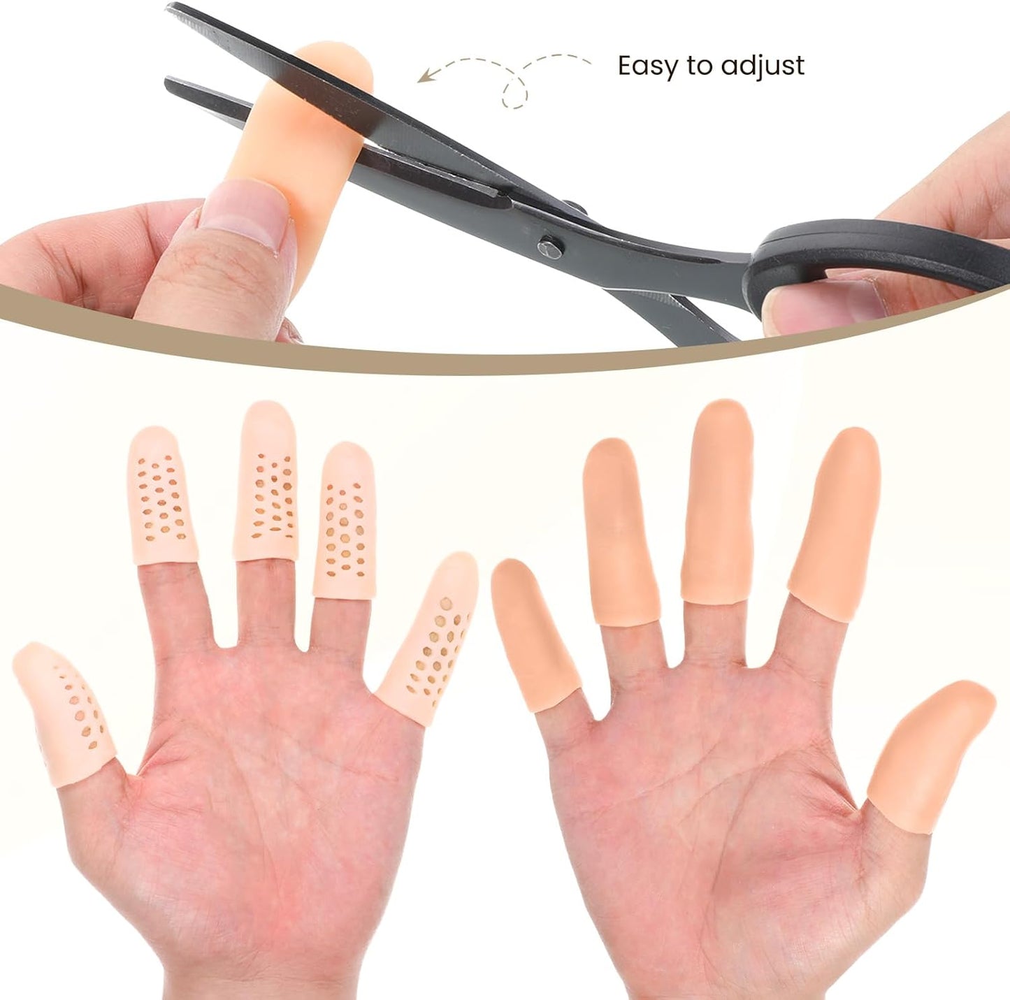 25 Pcs Gel Finger Cots 3 Style Silicone Finger Protectors Rubber Fingertips Protection Caps Cots Fingertip Bandages Band for Relief Cracked Fingers and Other Fingers Pain (Nude)