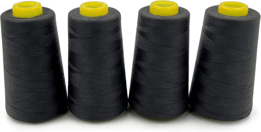Tortoise 4 Cones of 3000 Yards Each Spool Thread for All Purpose, Quilting, Serger, Overlock Sewing Machines - 100% Polyester - Iron Grey
