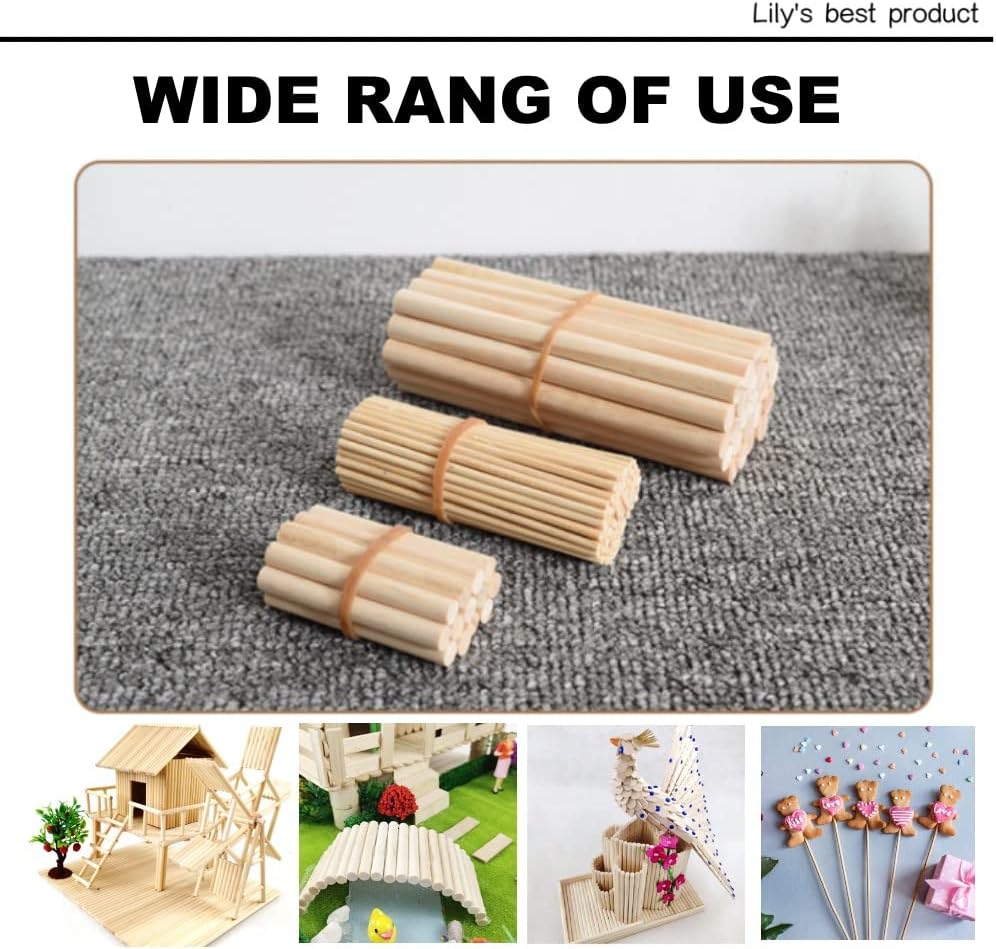 HOPELF 10PCS Dowel Rods - 1/2 x 12 Inch Bamboo Sticks - for Crafts, Hardwood Assortment, DIYers