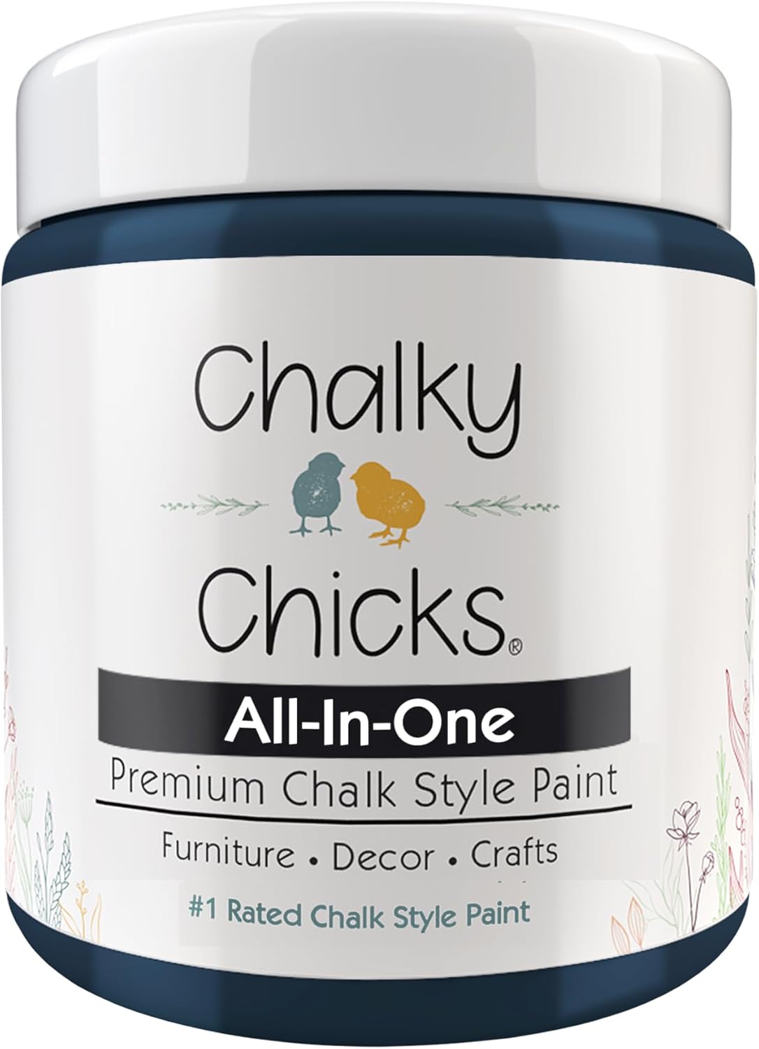 Chalky Chicks All-in-One Chalk Paint for Furniture or Cabinet - 8 Fl Oz - Matte Finish Denali (Deep Blue) for Metal, Wood Furniture Paint - No Sanding All-in-One for Home Decor & Crafts, USA Made