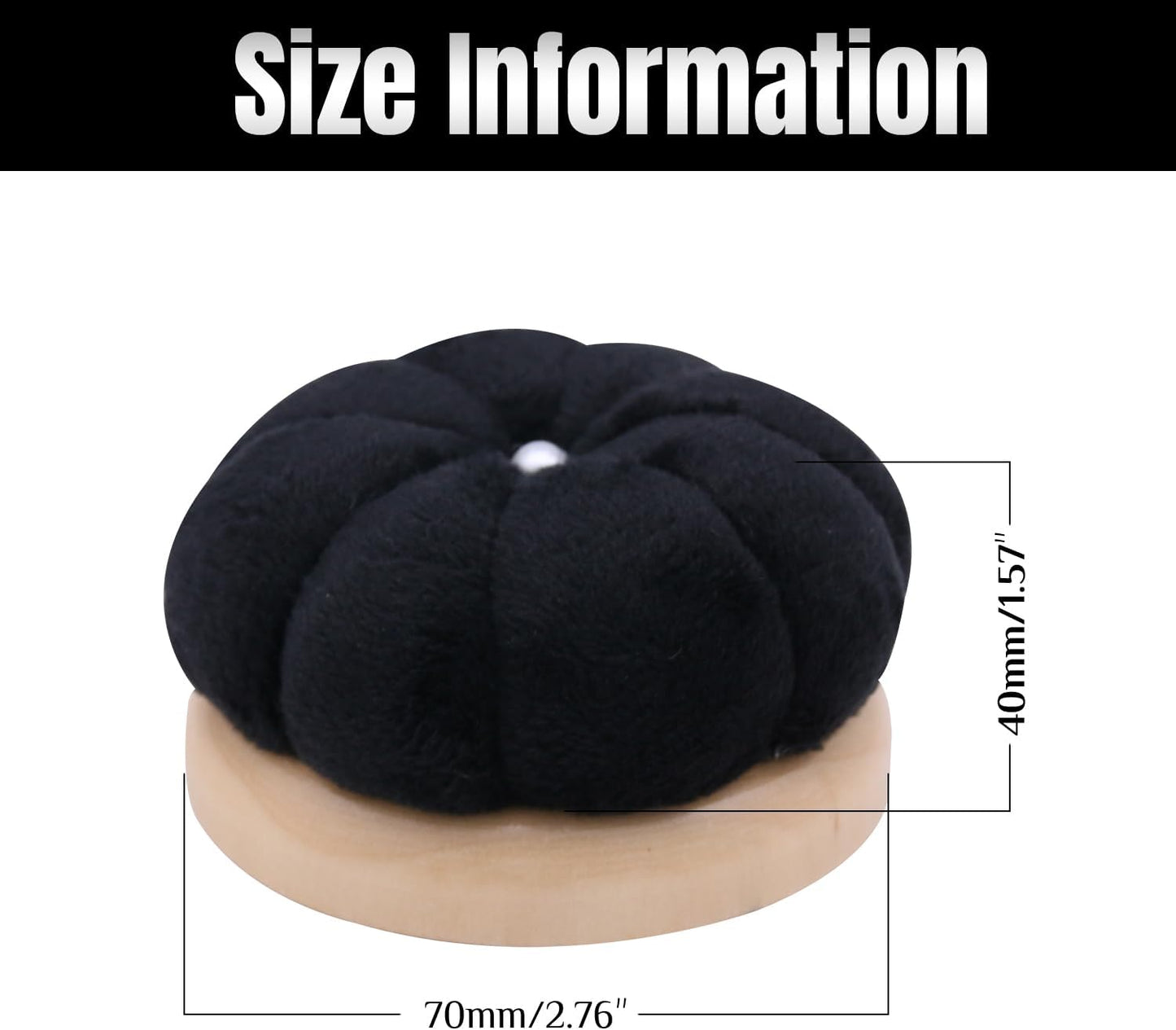 Uxney Pin Cushion,Wooden Sewing Pin Cushion Pincushion Needle Cushion for Sewing Quilting Needlework DIY Crafts(Black,2 PCS)