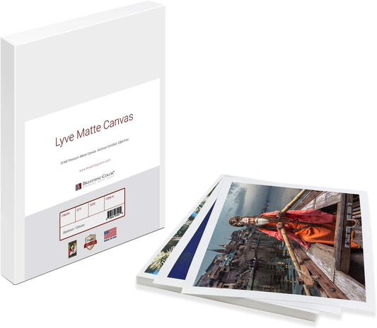 Premium Lyve Matte Canvas Sheets Professionals choice for Archival Inkjet for Use on Epson, Canon and HP printers. 8.5 inch x 11 inch 25 sheets