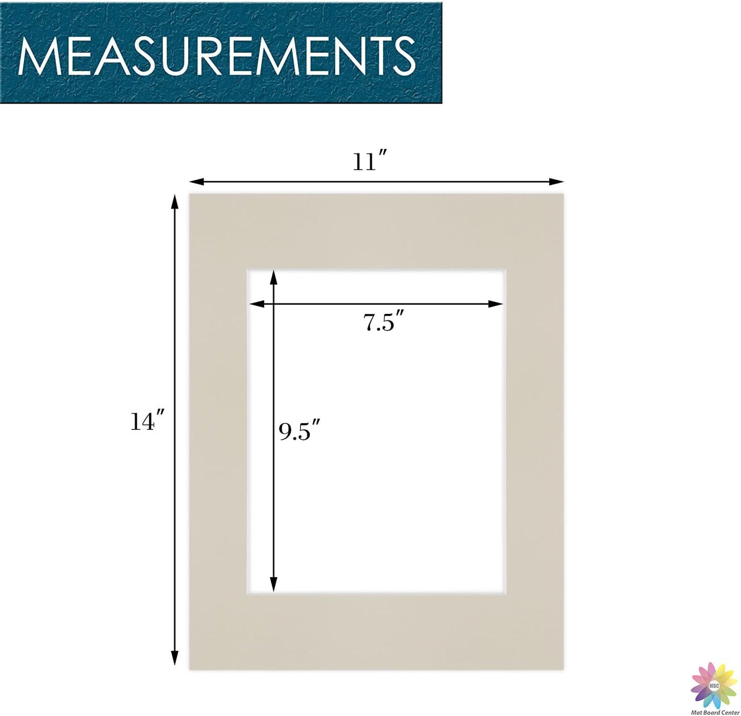 Mat Board Center, Pack of 10, 11x14 Mats for 8x10 Photos Light Gray Color - Bevel Cut, Acid Free, 4-ply Thickness, White Core - for Pictures, Photos, Framing