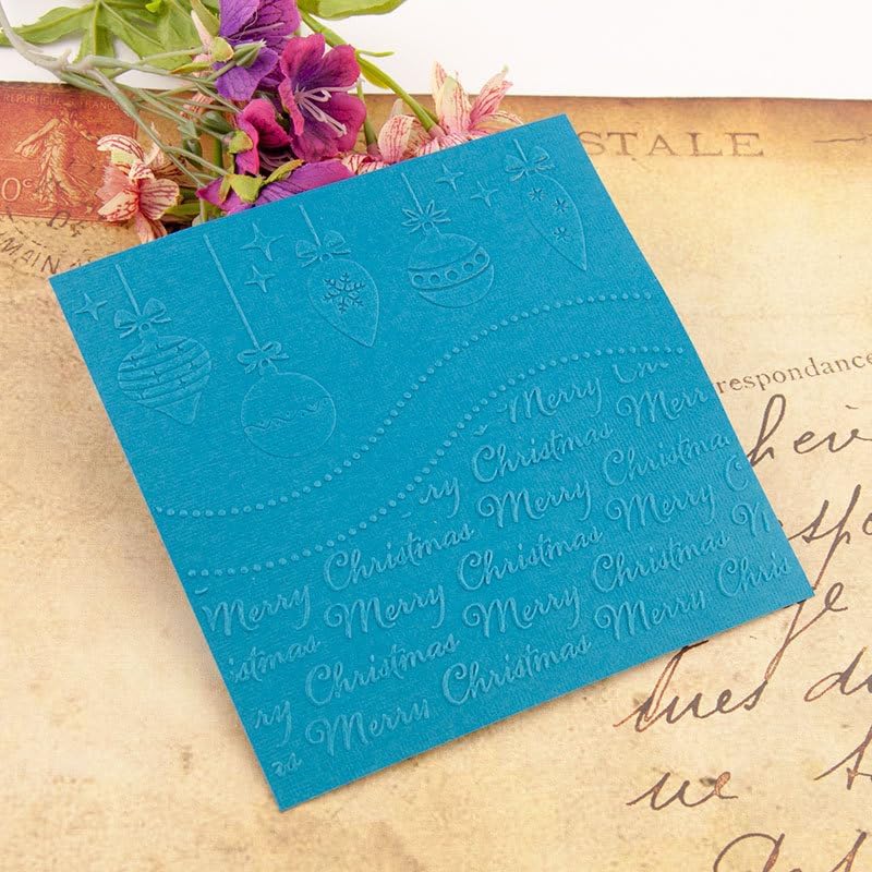 Merry Christmas Pendants Texture Embossing Templates 5.9x5.9inch Plastic Embossing Folders for Card Making DIY Scrapbooking Photo Album Card and Handmade Paper Craft Decor