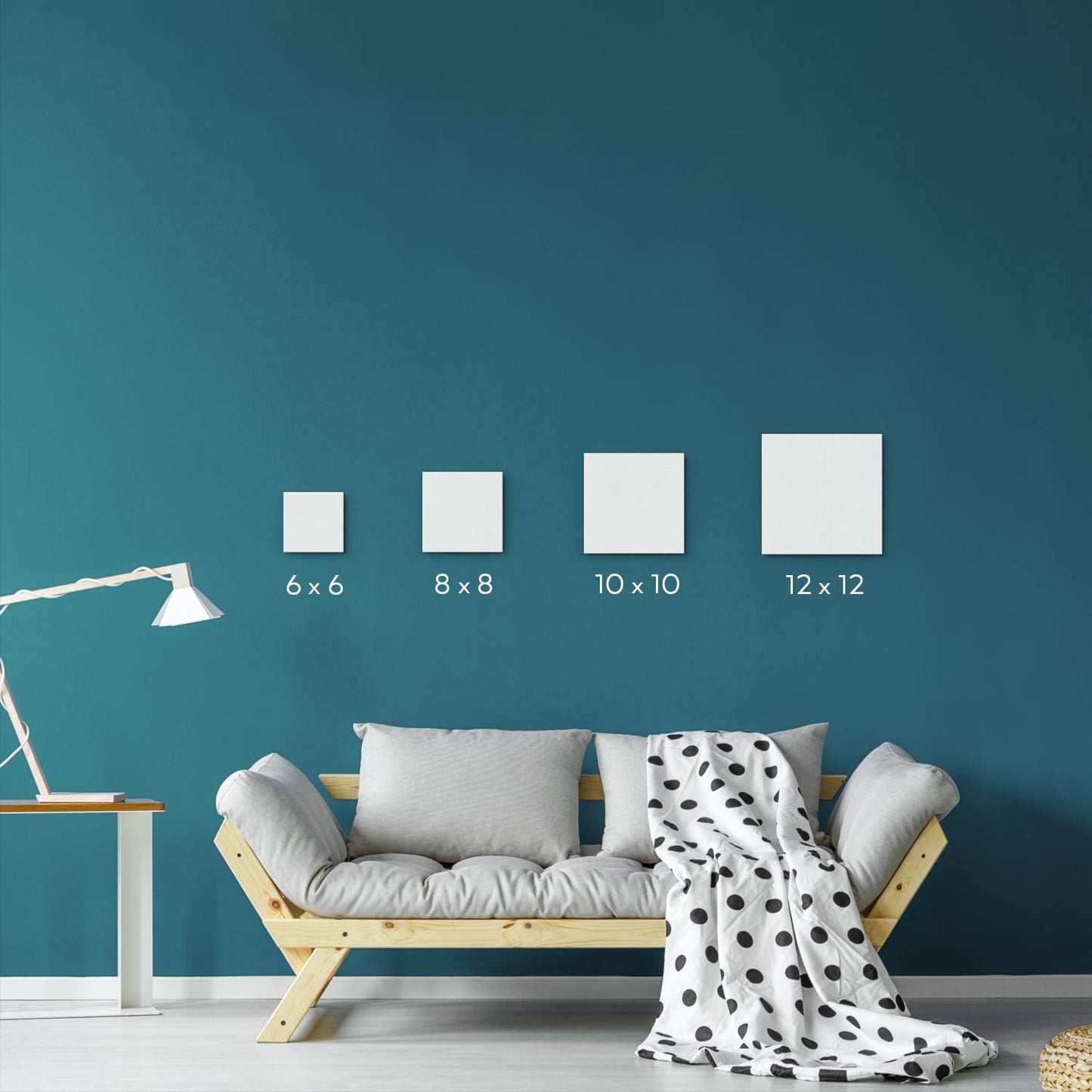 ARTEZA Canvas Panels 8x8 Inch, White Blank Pack of 14, 100% Cotton, 12.3 oz Primed, 7 oz Unprimed, Acid-Free, for Acrylic & Oil Painting, Professional Artists, Hobby Painters & Beginners