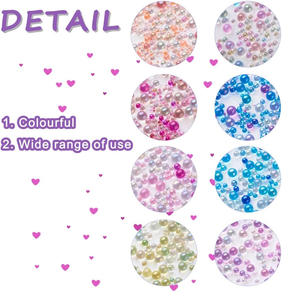 240g Mini Glass Bubble Beads 0.6-3mm Droplet Fillers Crystal Micro Caviar No Hole for Resin Inclusion DIY Pendant Jewelry Crafts Nail Art Decoration, 8 Colors
