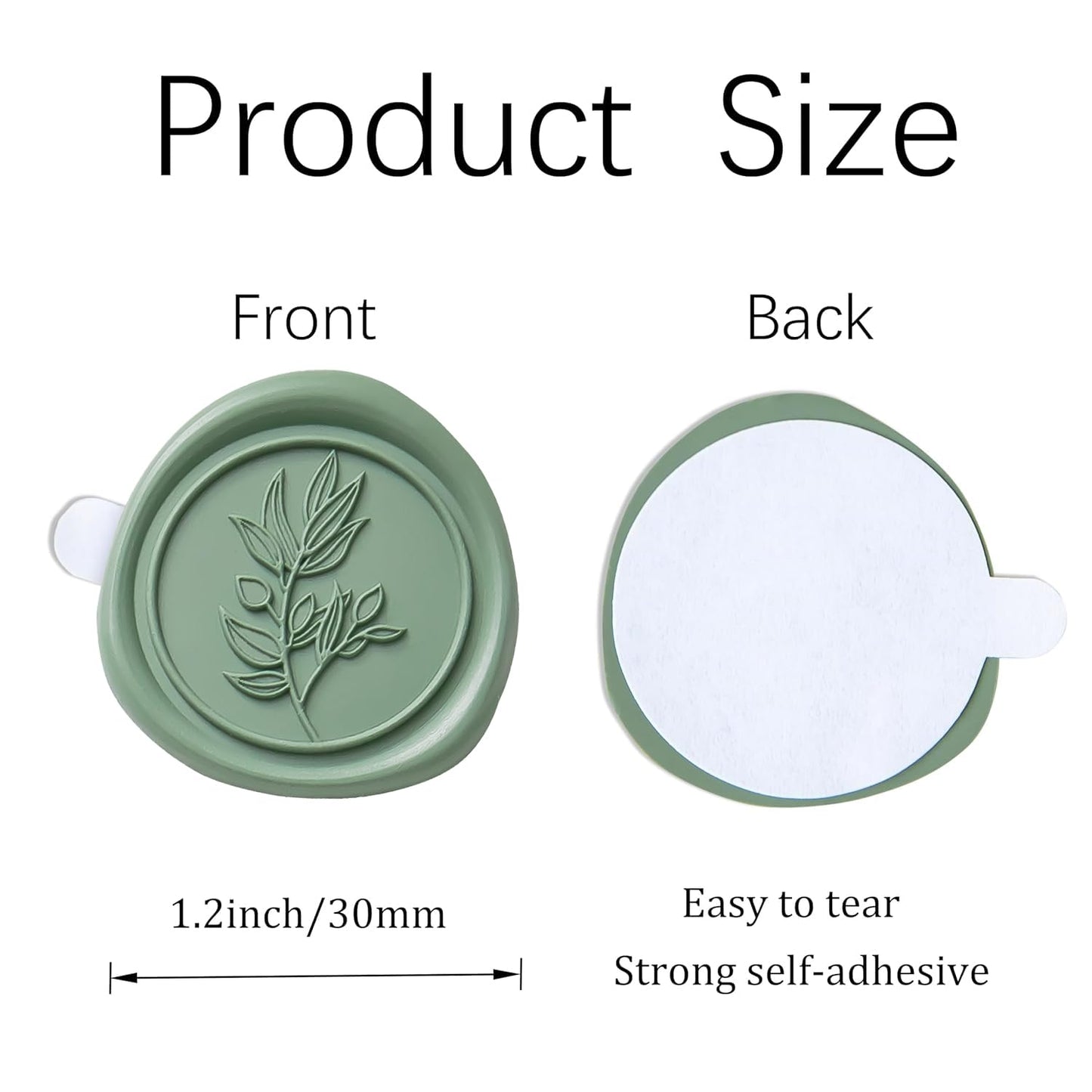 PONATIA Dark Sage Green Wax Seal Stickers - Wedding Seal Stickers, 50 Pcs Self- Adhesive Stickers, Perfect for Invitation Cards, Envelopes, Christmas Cards, Gift Wrapping, Party Menu Décor