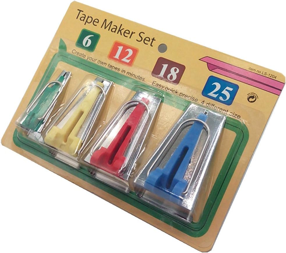 HONEYSEW Bias Tape Maker Set 6MM 12MM 18MM 25MM Sewing Quilting Tools (BTM-4pcs/pack)