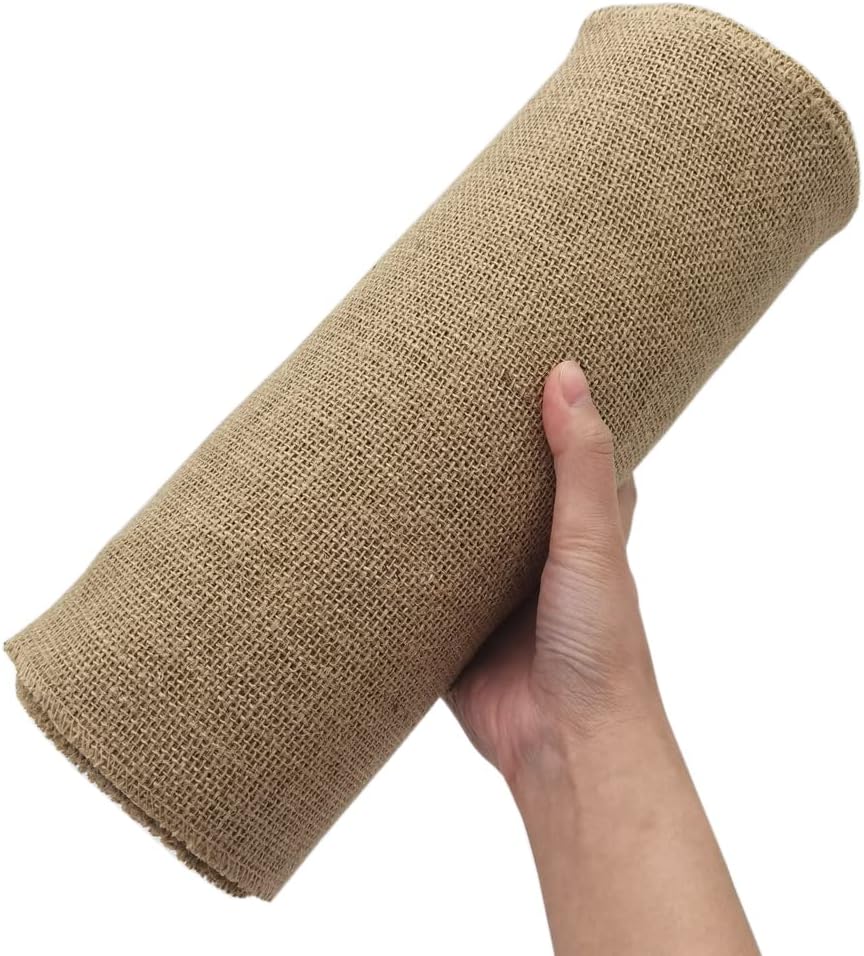 INSPIRELLE 12" Natural Burlap Fabric Roll 10 Yards Jute Ribbon for Gift Wrapping Craft Projects Wedding Decoration Home Decoration 30CM
