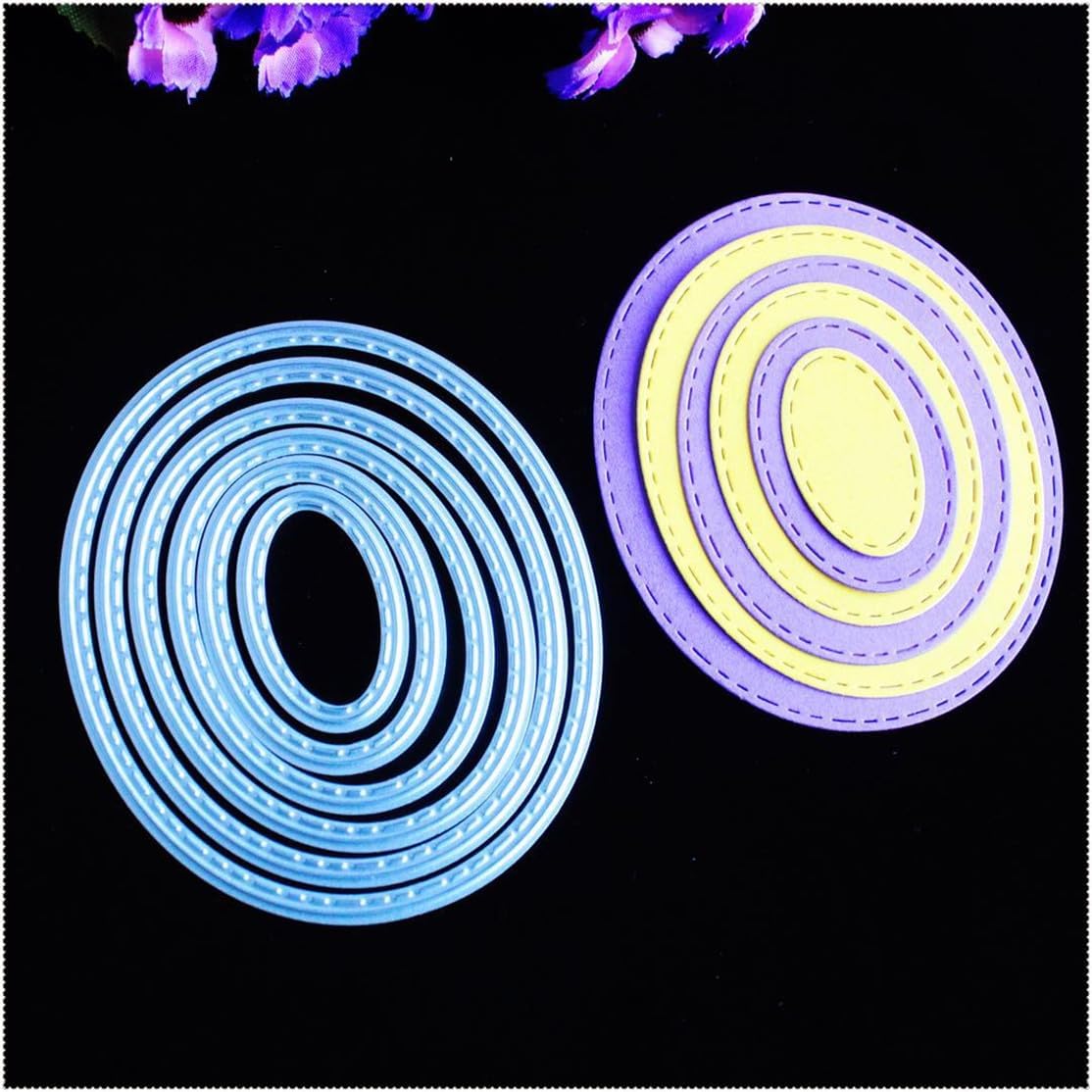 Mvchifay Cutting Dies Happy Birthday Thanks Metal Stencils Scrapbooking Tool DIY Emboss for Paper Card Making (Ovals Set)