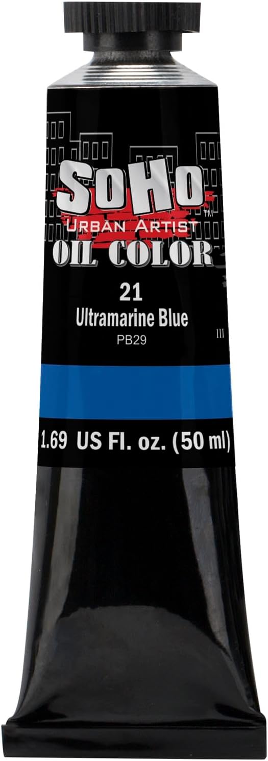 Soho Urban Artist Oil Paint - Ultramarine Blue, 50 ml Tube - Best Valued Oil Colors for Painting, Excellent Pigment Load