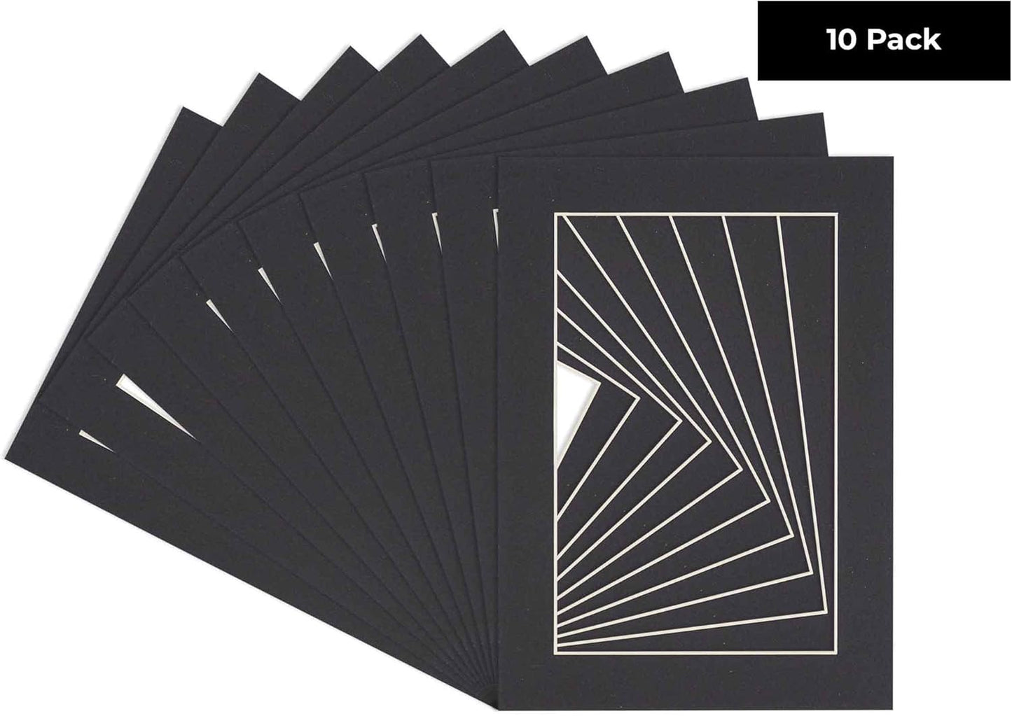 5x7 Mat for 8.5x11 Frame - Precut Mat Board Acid-Free Black 5x7 Photo Matte Made to Fit a 8.5x11 Picture Frame, Premium Matboard for Family Photos, Show Kits, Art, Picture Framing, Pack of 10 Mats