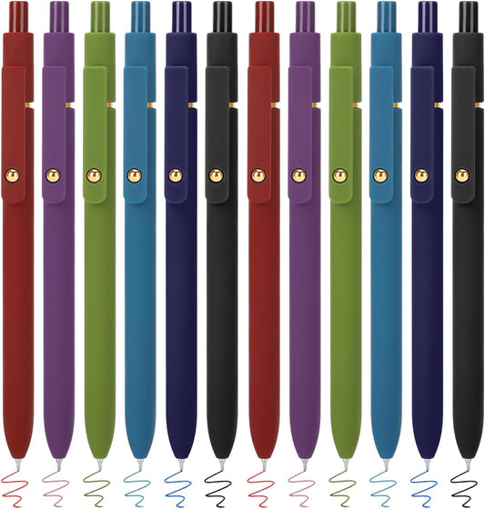 FIOVER Colored Pens, 12 Pack Colorful Gel Pens, Quick-Dry 0.7mm Medium Point for Journaling, Note Taking, Doodling, Aesthetic Office School Supplies, Gifts for Women Men(12PCS Vintage Colorful)