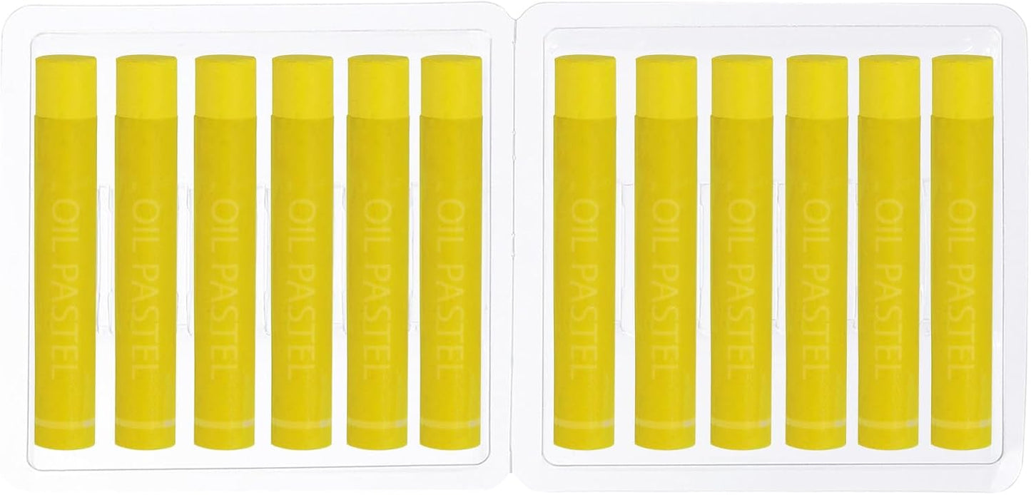 PATIKIL Lemon Yellow Oil Pastels, 12Pcs Soft Oil Crayons Creamy Pastels Stick Art Supplies for Art Painting Drawing Blending Graffiti for Artists Beginners