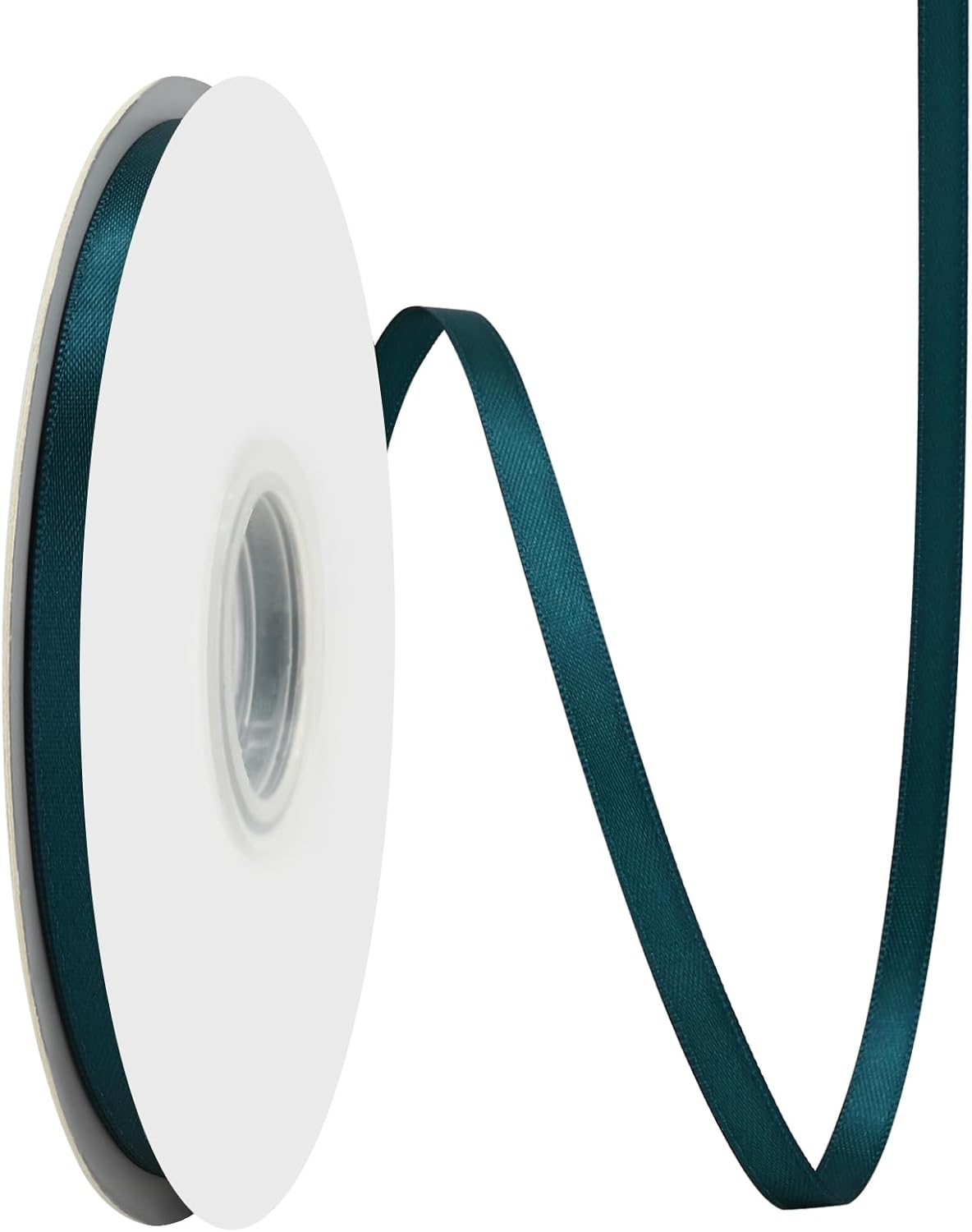 Teal Satin Ribbon 1/4" X 50 Yards Solid Color Double Faced Ribbons Perfect for Crafts Wedding Decor Bow Making Arts Sewing and More