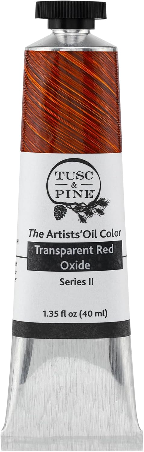 Tusc & Pine Artist Oil Paint - Transparent Red Oxide, 40 ml, Non-Yellowing, Rich & Creamy Consistency, Maximum Pigment Load, Small Batch Milled Oil Paints Made in the USA for Professional Artists