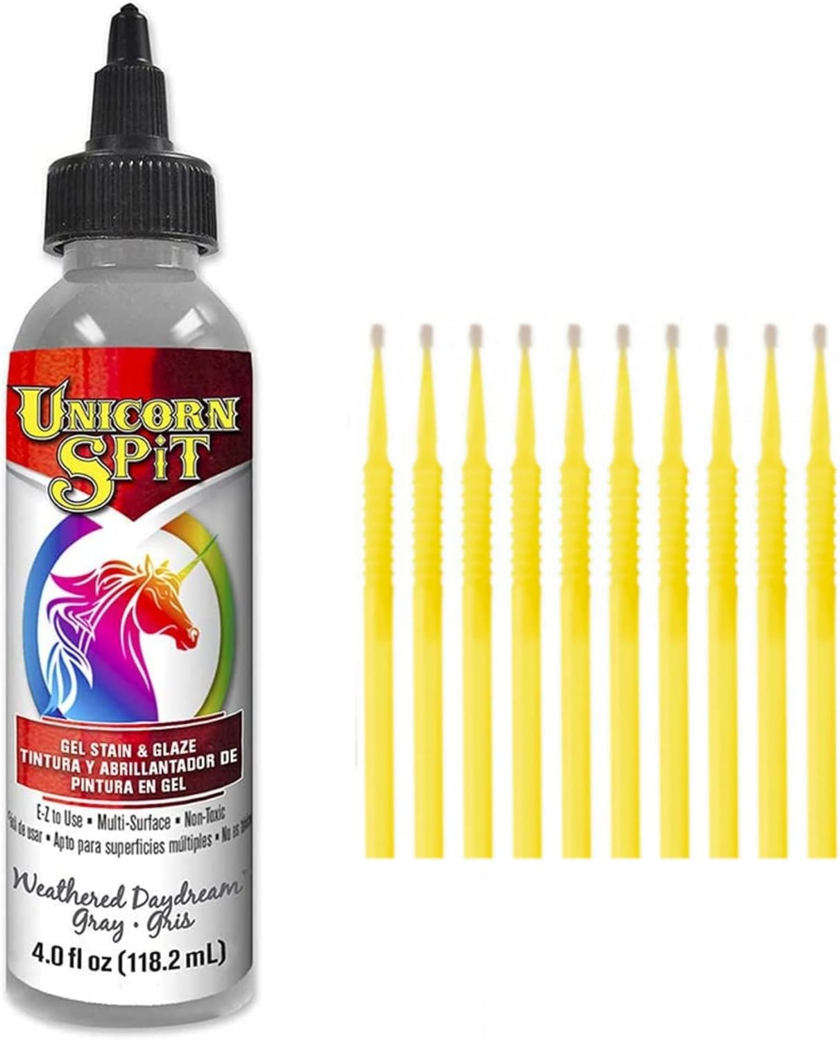 Unicorn SPiT Gel Stain and Glaze in One - Weathered Daydream 4 oz. Bottle Detail Sticks