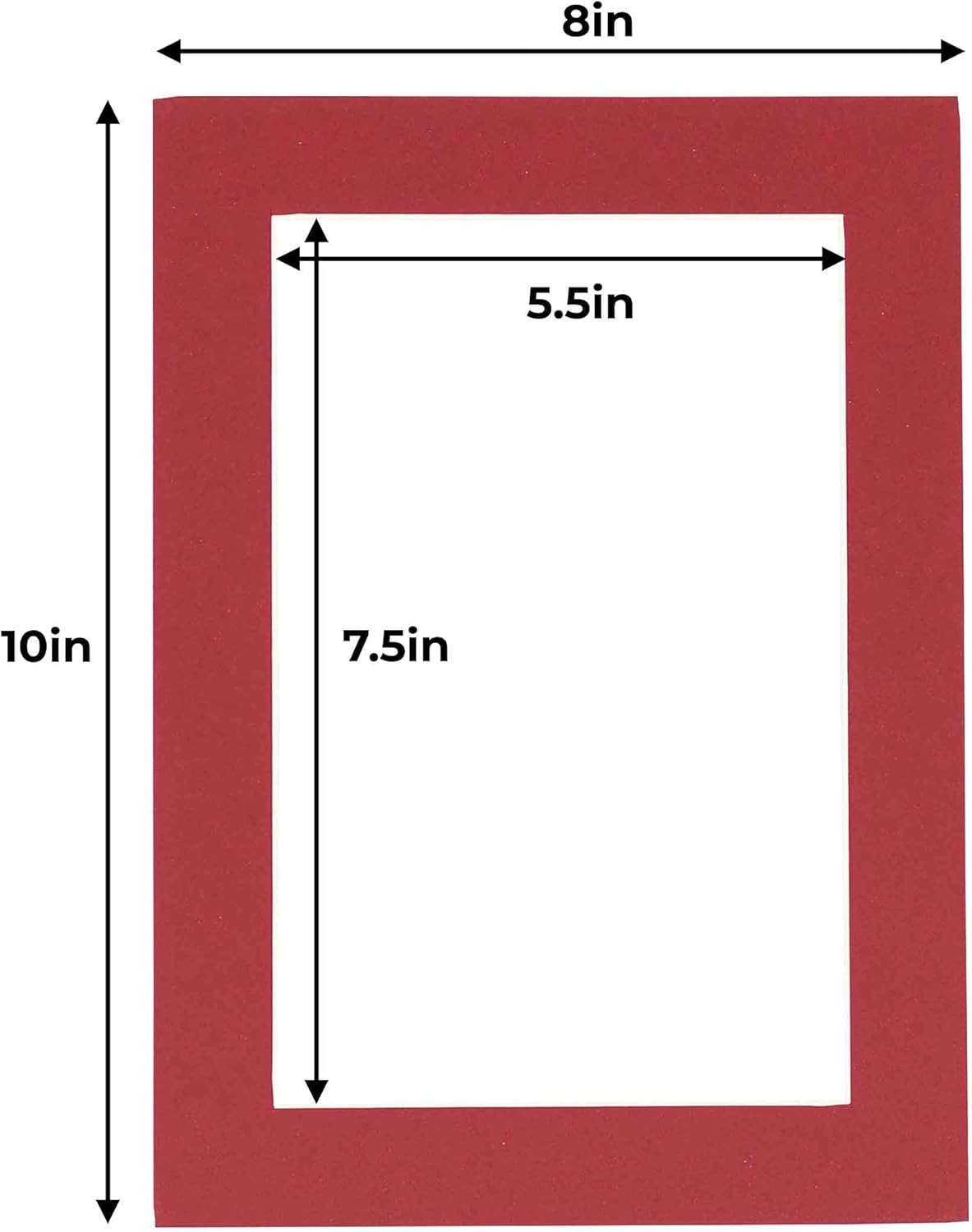 8x10 Mat for 6x8 Photo - Precut Deep Red Picture Matboard for Frames Measuring 8 x 10 Inches - Bevel Cut Matte to Display Art Measuring 6 x 8 Inches - Acid Free Pack of Ten MATS