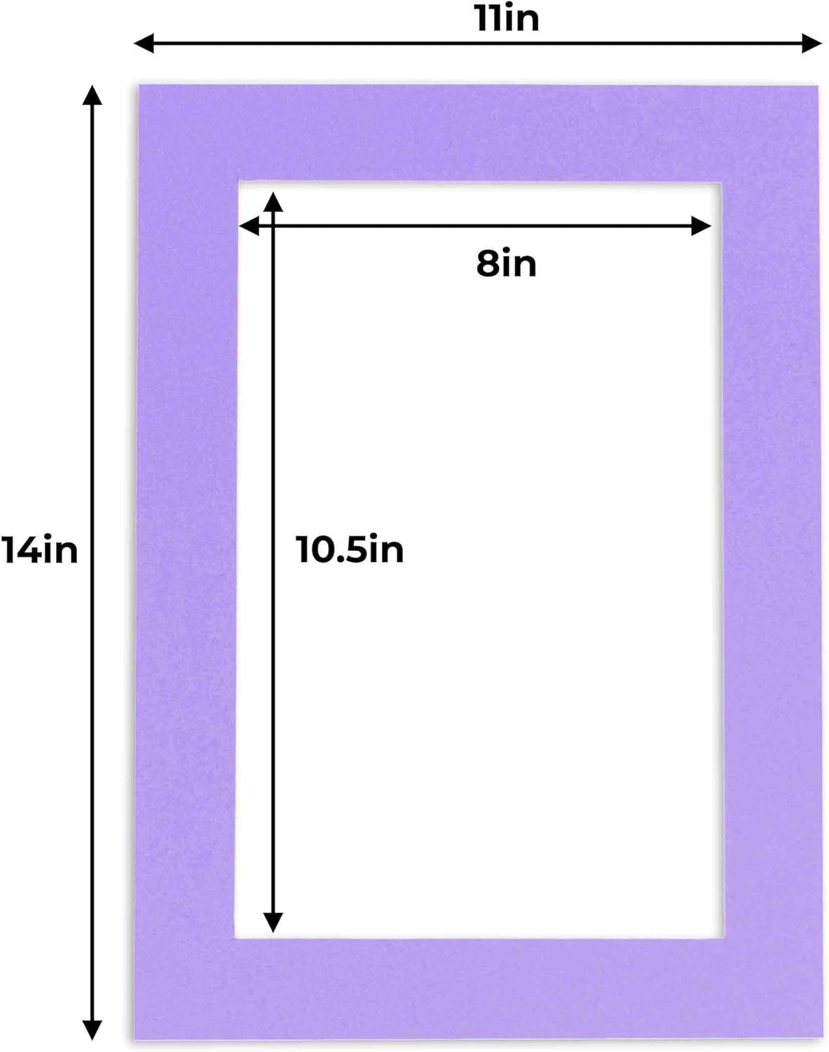 11x14 Mat for 8.5x11 Photo - Precut Light Purple Picture Matboard for Frames 11 x 14 Inches - Bevel Cut to Display Art 8.5 x 11 Inches - Acid Free Pack of 100 MATS with Backing Boards & Clear Bags