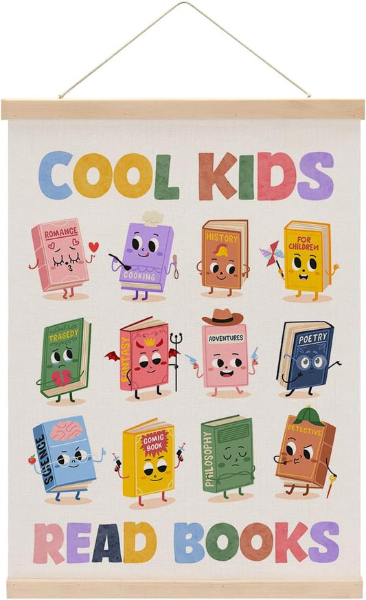 Reading Poster Hanger, Reading Nook Classroom Decor Wall Decor, Toddler Learning Posters, Educational Posters Wall Art Wall Hanging Banner Farmhouse Living Room Nursery Home Baby Room Decor