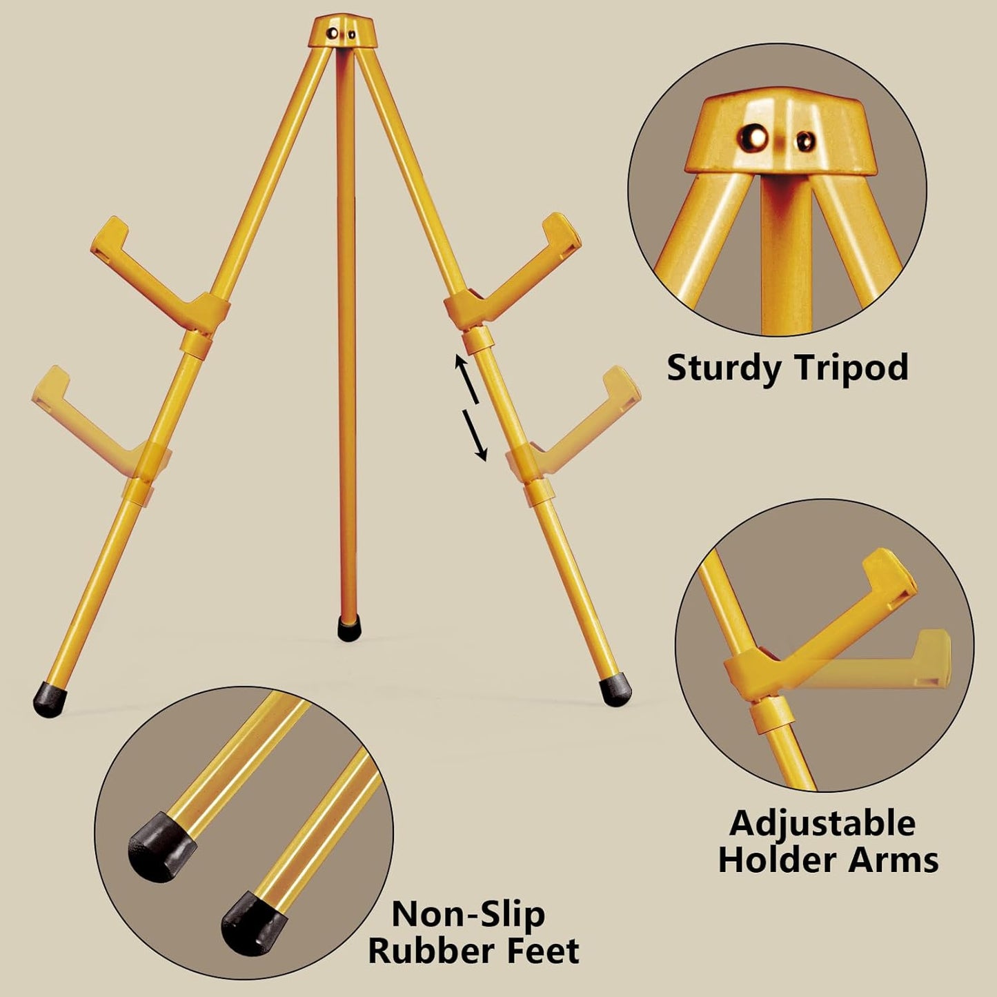 14" High Tabletop Instant Display Easel, Small Desktop Steel Easel Stand with Adjustable Holders for Paintings, Posters and Store Signs(Gold, 2Pack)
