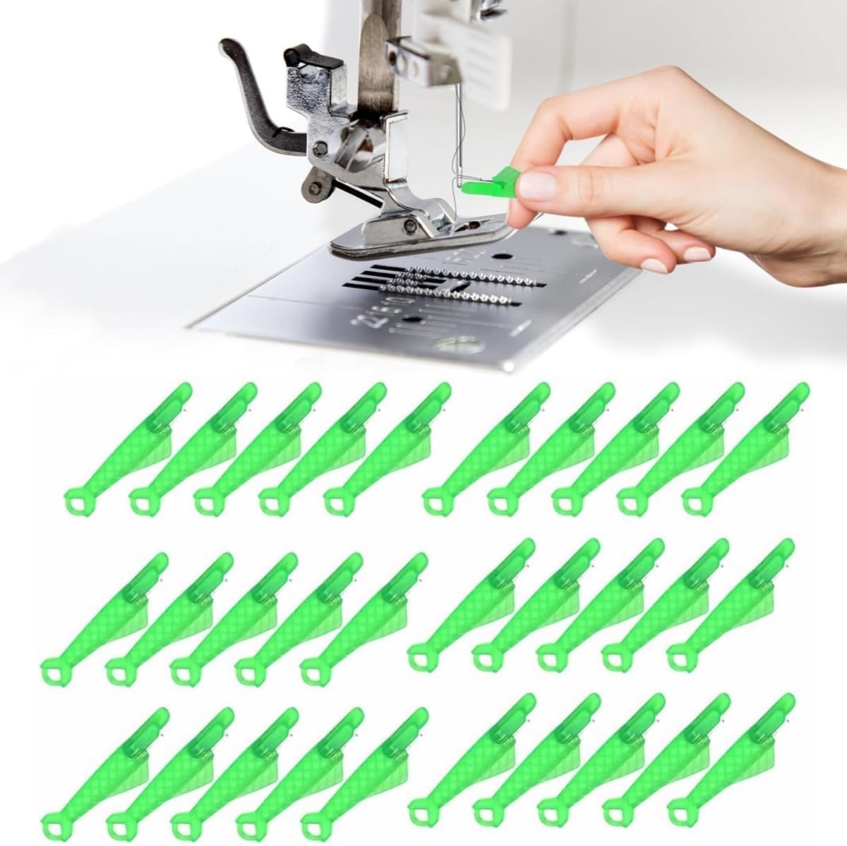Fish Mouth Needle Threader for Sewing Machine, Quick Sewing Needle Threader Tool, Fish Type Sewing Machine Needle Threader, Sewing Threaders for DIY and Sewing Machine (Green)