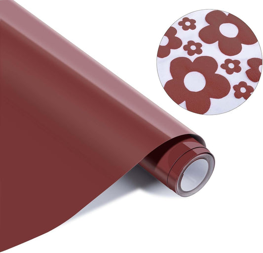 HTVRONT Puff Vinyl Heat Transfer -10" x 6ft Reddish Brown 3D Puff Heat Transfer Vinyl for T-Shirt- Wine Red Puff Htv Vinyl Compatible with Cricut Cutting Machine-Easy Cut/Weed