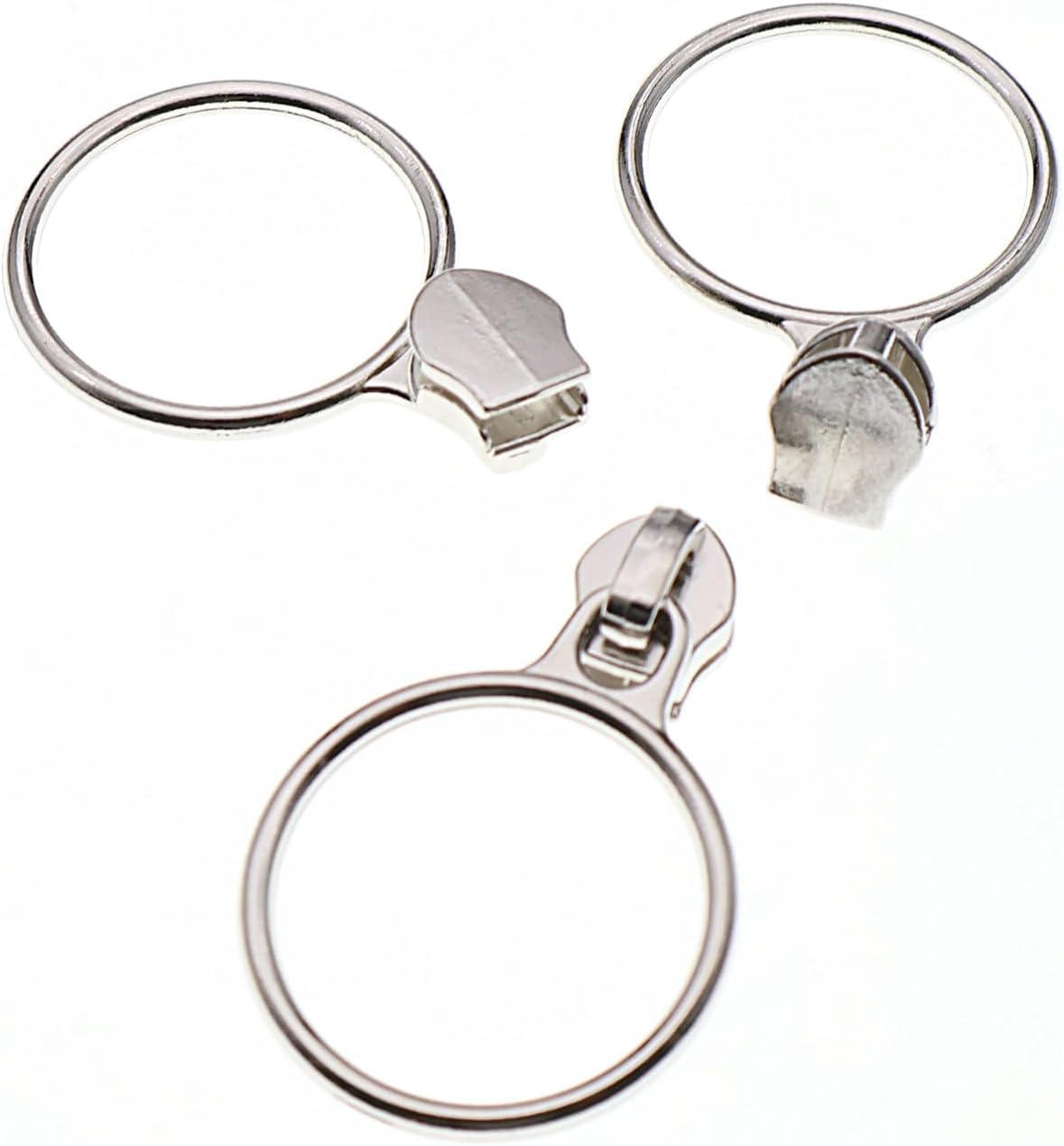 Leekayer #5 Silver Metallic Nylon Coil Zippers by The Yard Bulk 10 Yards White Zipper Tape with 25pcs Silver Ring Pull Sliders for DIY Sewing Tailor Craft Bag(White)