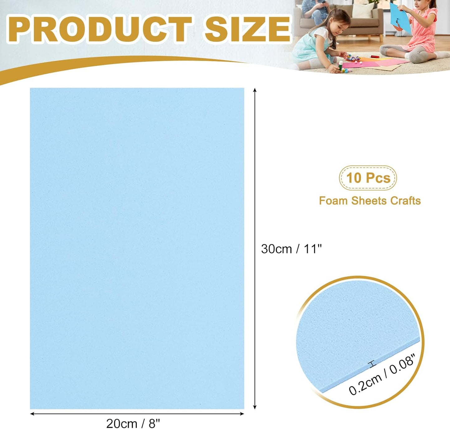 uxcell 10 Pcs Light Blue EVA A4 Foam Sheets Crafts, 12 x 8 Inch Foam Paper for DIY Crafts Project Classroom Scrapbook Art Cards Home Office Decoration (2mm Thick)